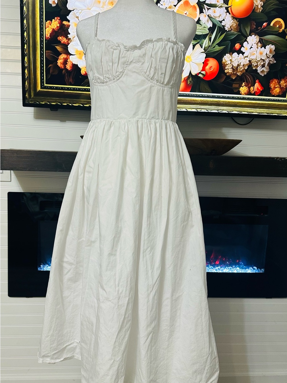 Forever 21 White Maxi Sundress with Ruched Bodice